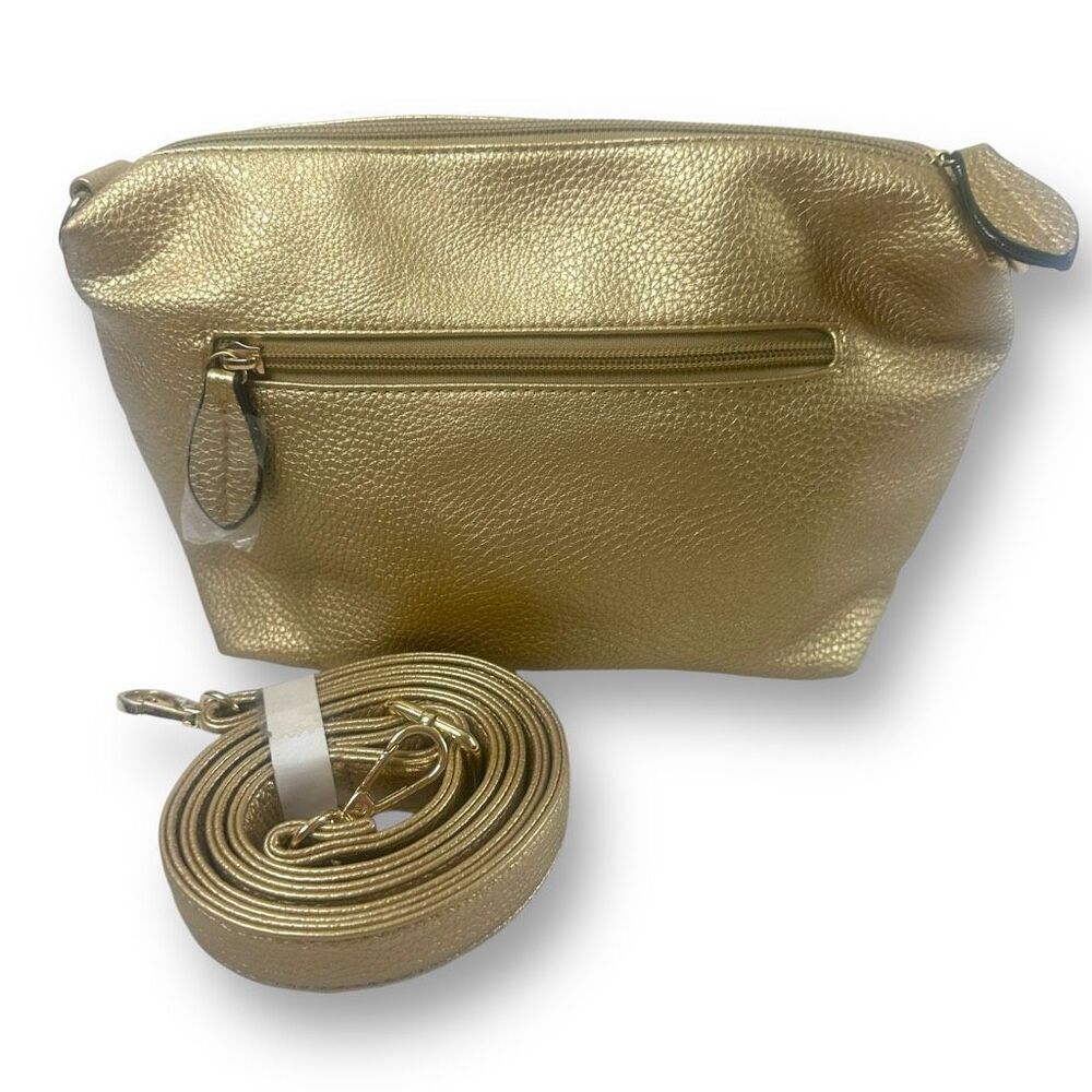 Imoshion Women's Gold Metallic Shoulder Bag Built In USB Phone Charger New